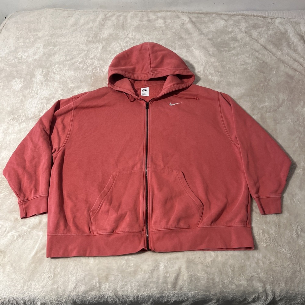 Nike Hoodie Men's Size 2X Full Zip Drawstring Athletic Sweatshirt Pink